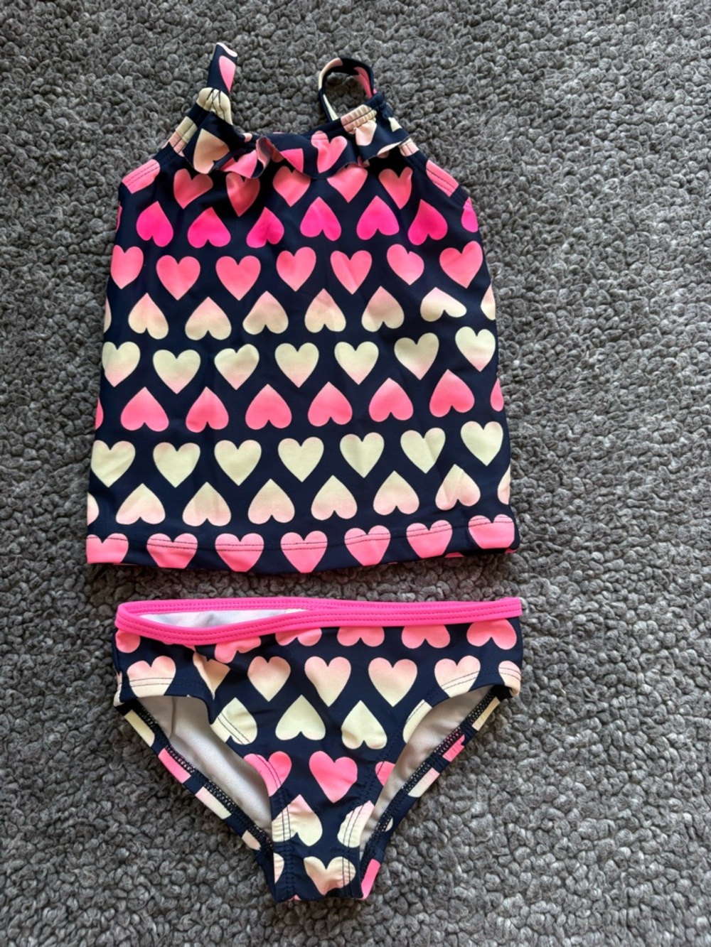 OshKosh B'gosh Pink and Navy Heart Print Tankini Swim Set